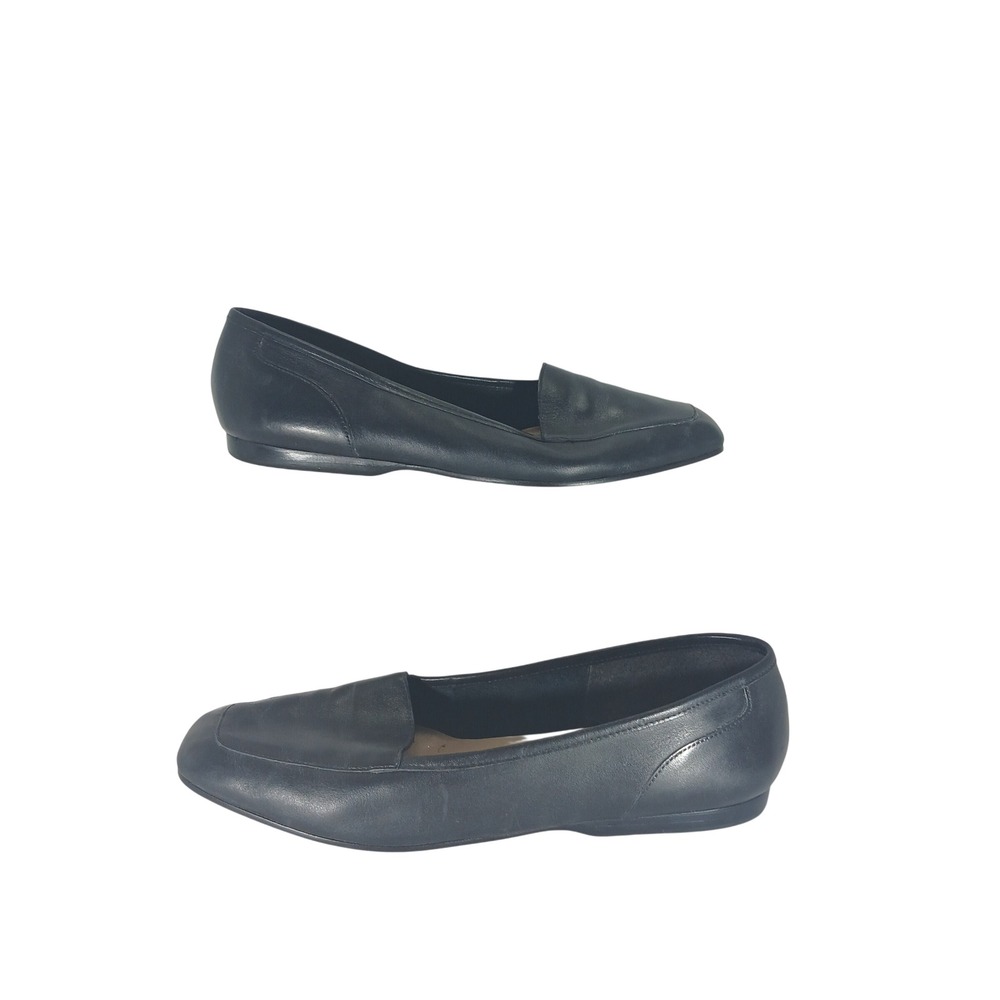 Enzo Angiolini Liberty Loafers 9M Black Leather Square Toe Flat Minimalist